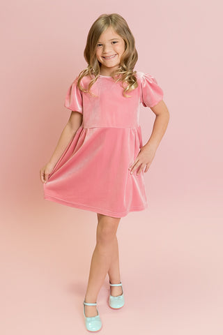 Pink Velvet Bow Dress