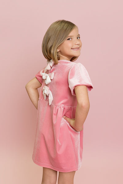 Pink Velvet Bow Dress