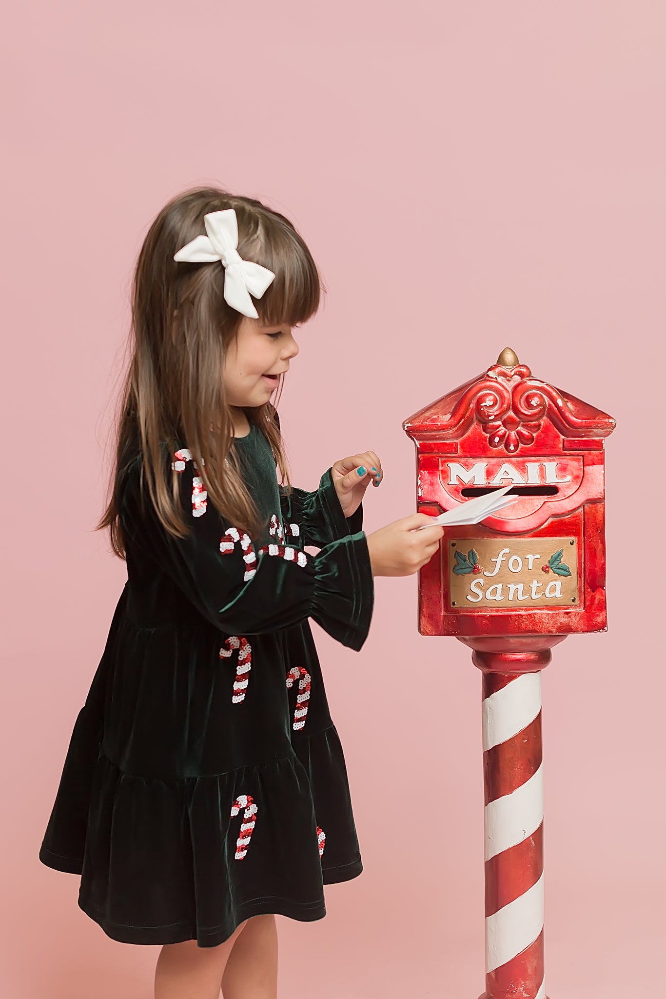Candy Cane Green Velvet Dress