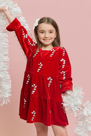 Candy Cane Red Velvet Dress
