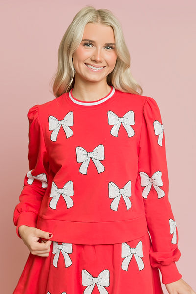 Red White Bow Sweatshirt
