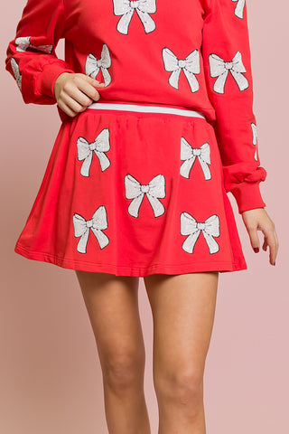 Red White Bow Skort