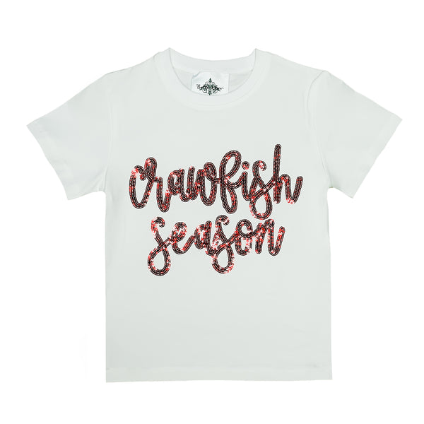 Crawfish Season Sequin White Shirt
