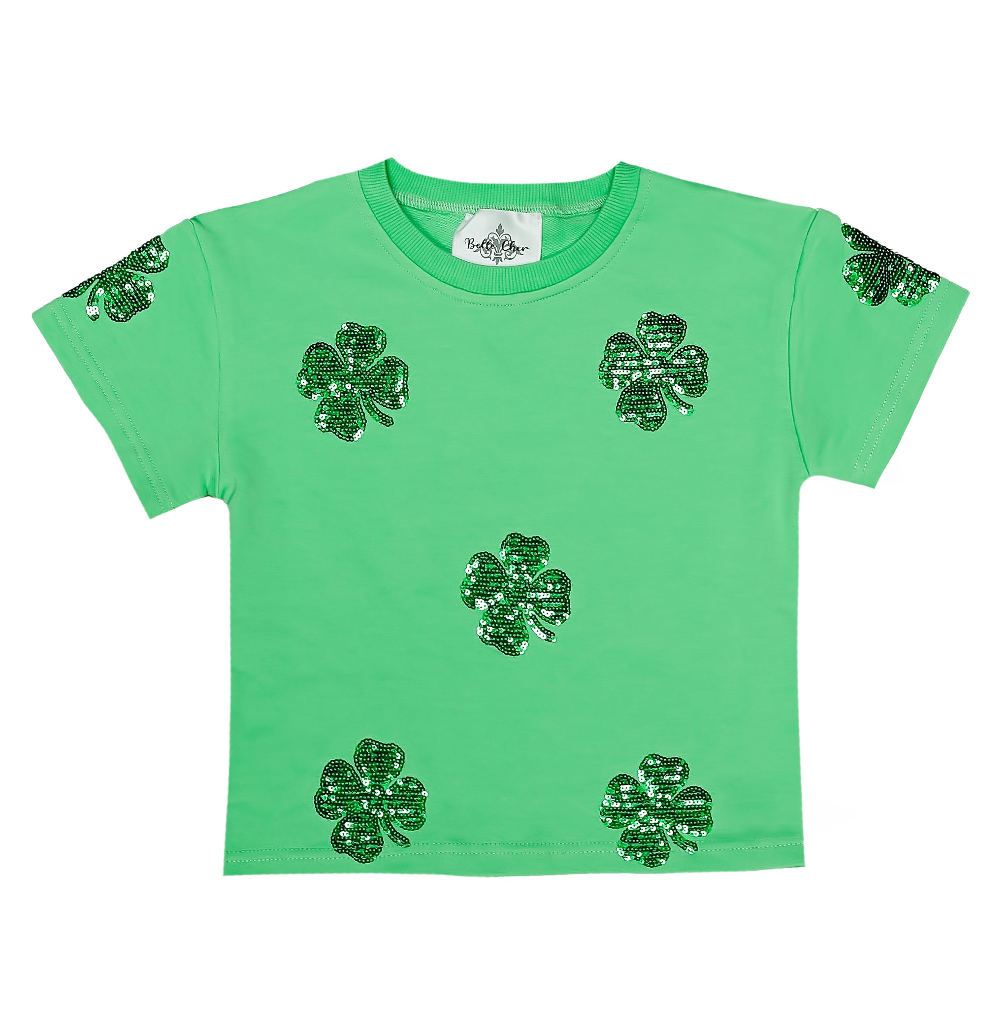 Green Sequin Clover Top