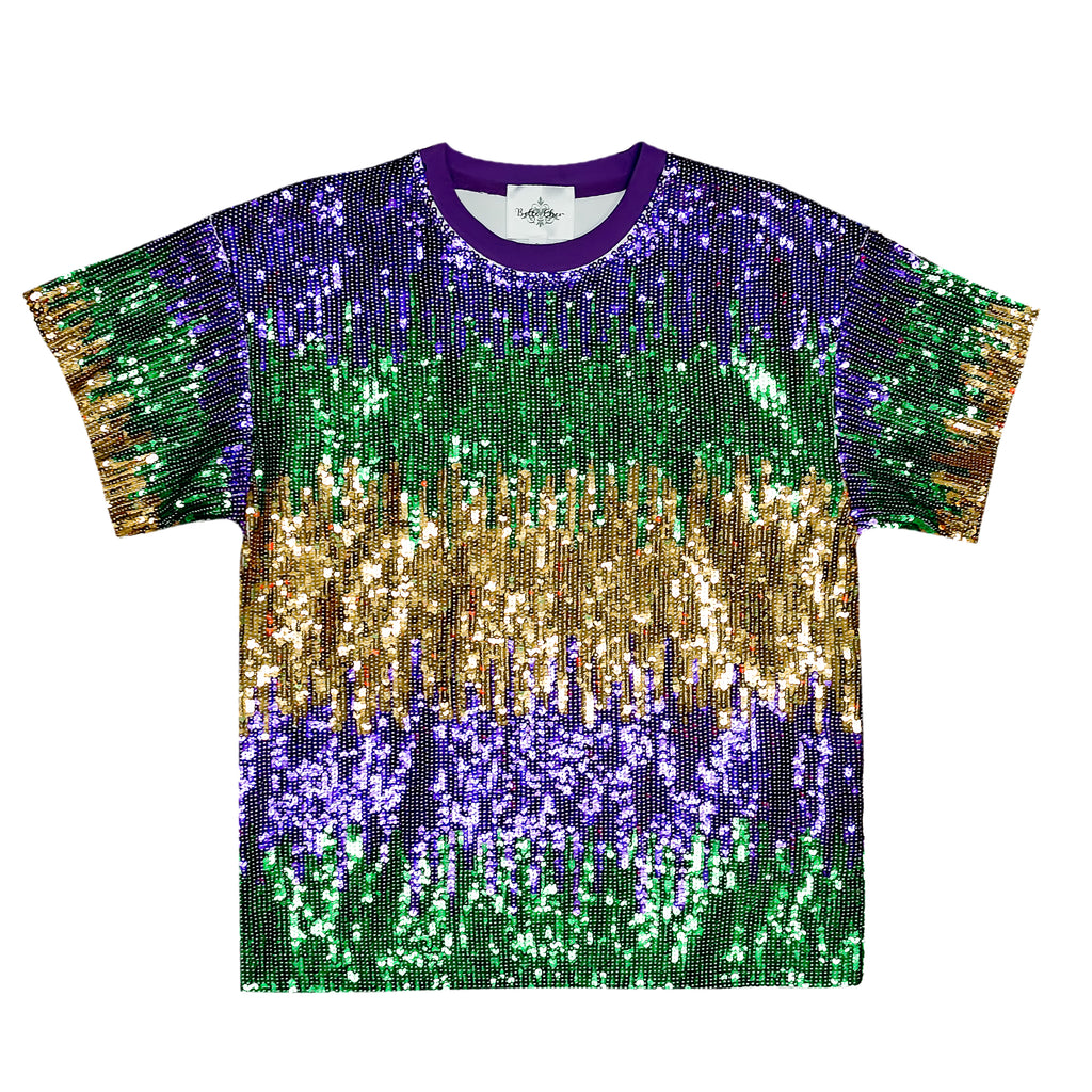 Mix Mardi Gras Sequin Boxy Tee
