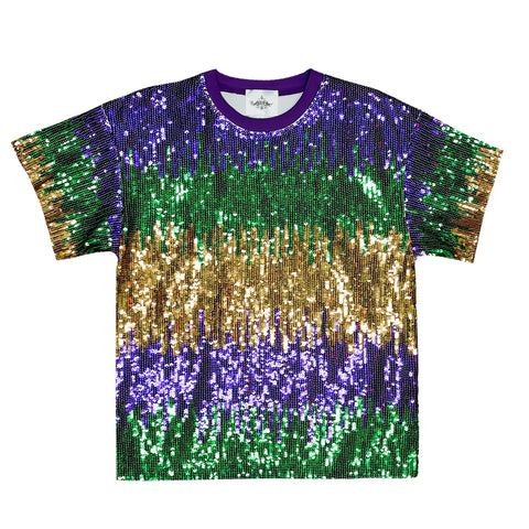 Mix Mardi Gras Sequin Boxy Tee