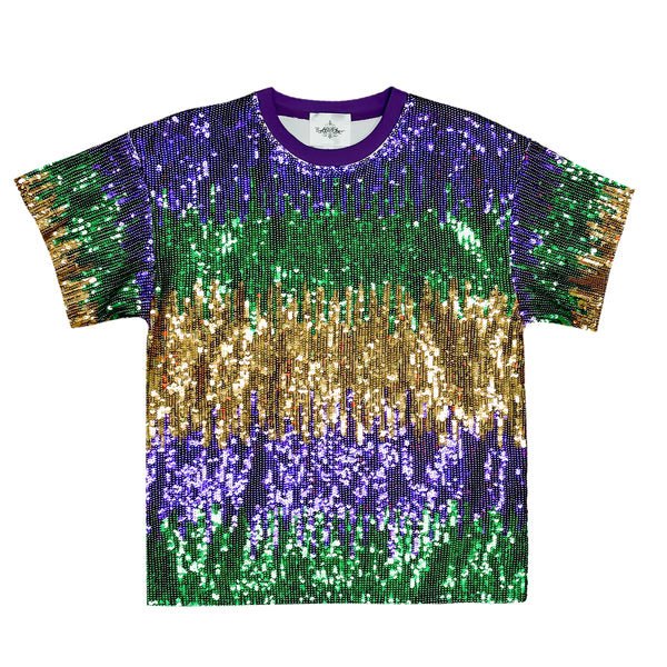 Mix Mardi Gras Sequin Boxy Kid Tee