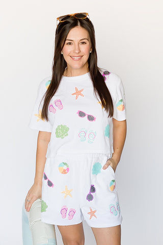 Beach Terry Cloth White Top
