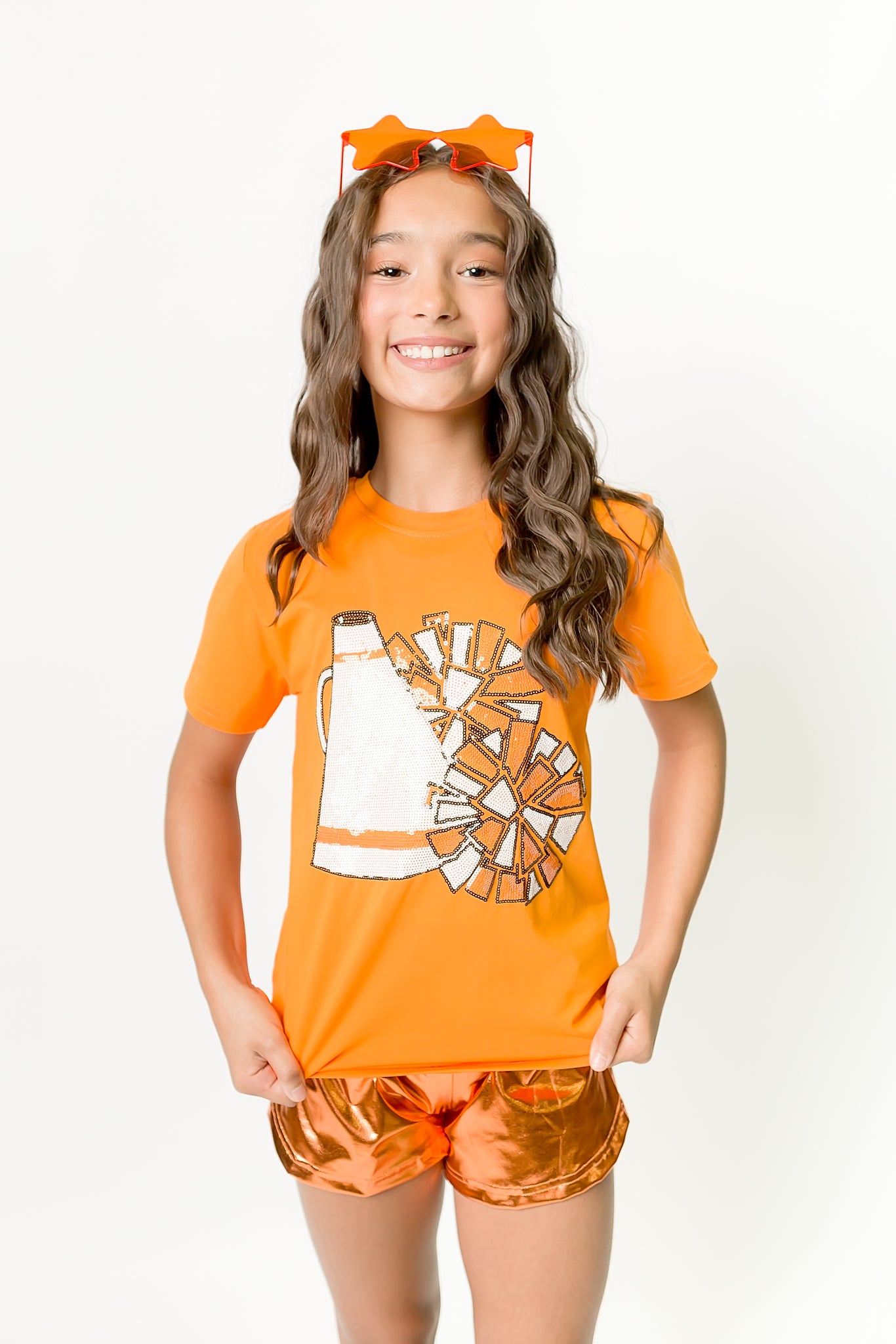 Kids' Metallic Shorts - Orange
