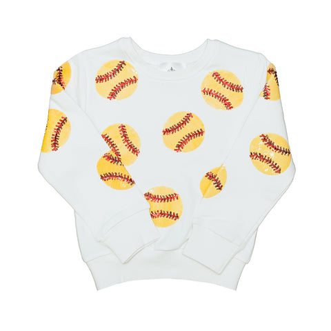 Kids Softball Sequin Sweatshirt