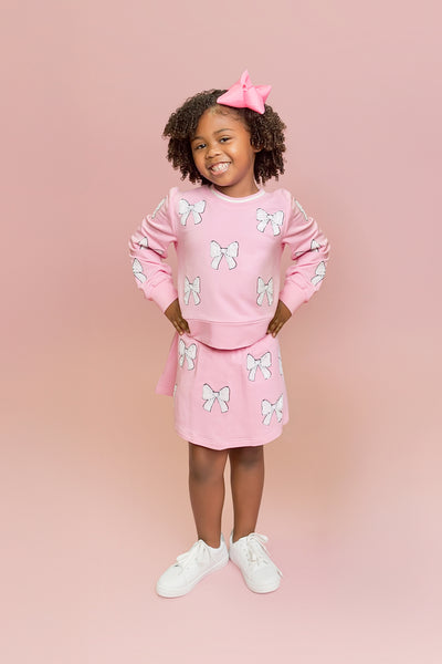 Light Pink White Bow Skort