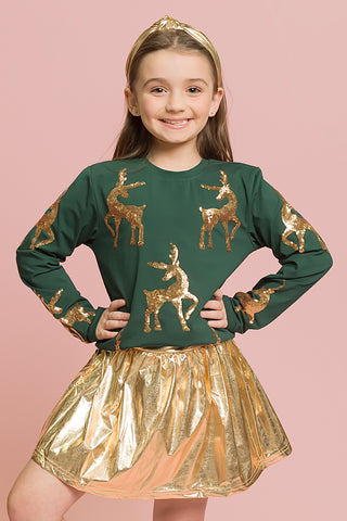 Green Reindeer Long Sleeve Shirt