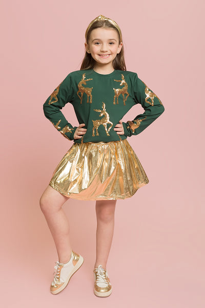 Green Reindeer Long Sleeve Shirt