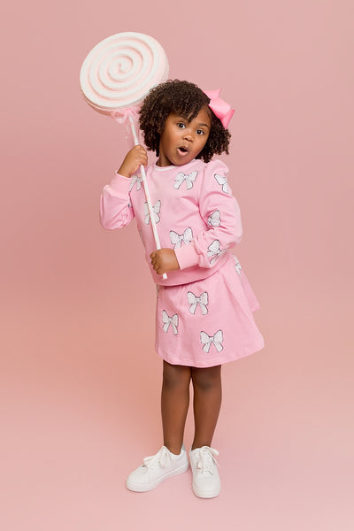 Light Pink White Bow Skort