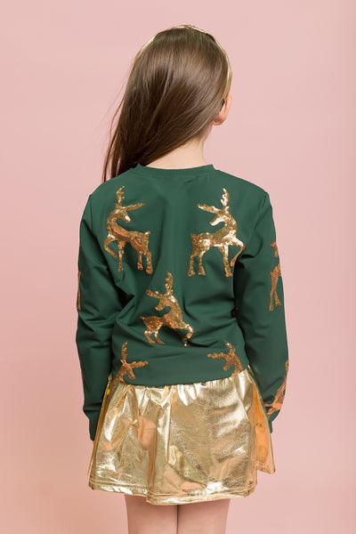 Green Reindeer Long Sleeve Shirt