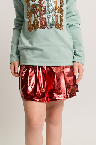 Maroon Metallic Skort