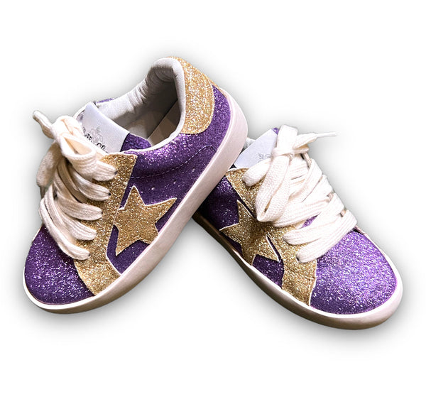Purple and Gold Star Adult Sneakers