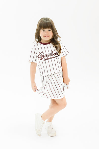 Baseball Maroon Striped Skort