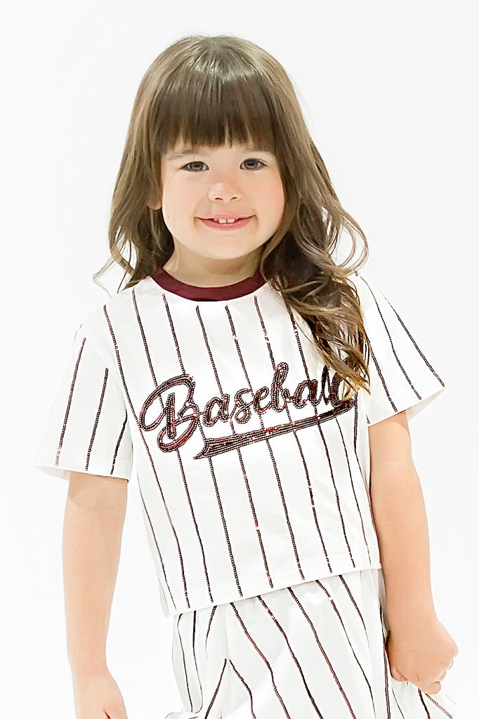 Baseball Maroon Striped Top