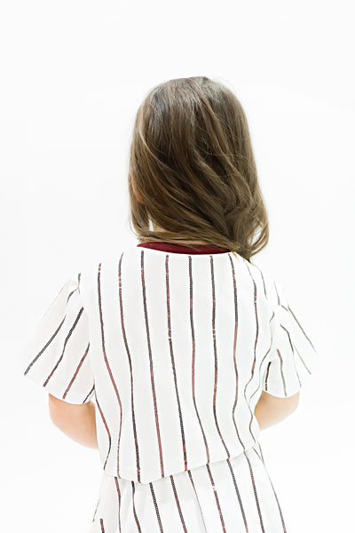 Baseball Maroon Striped Top