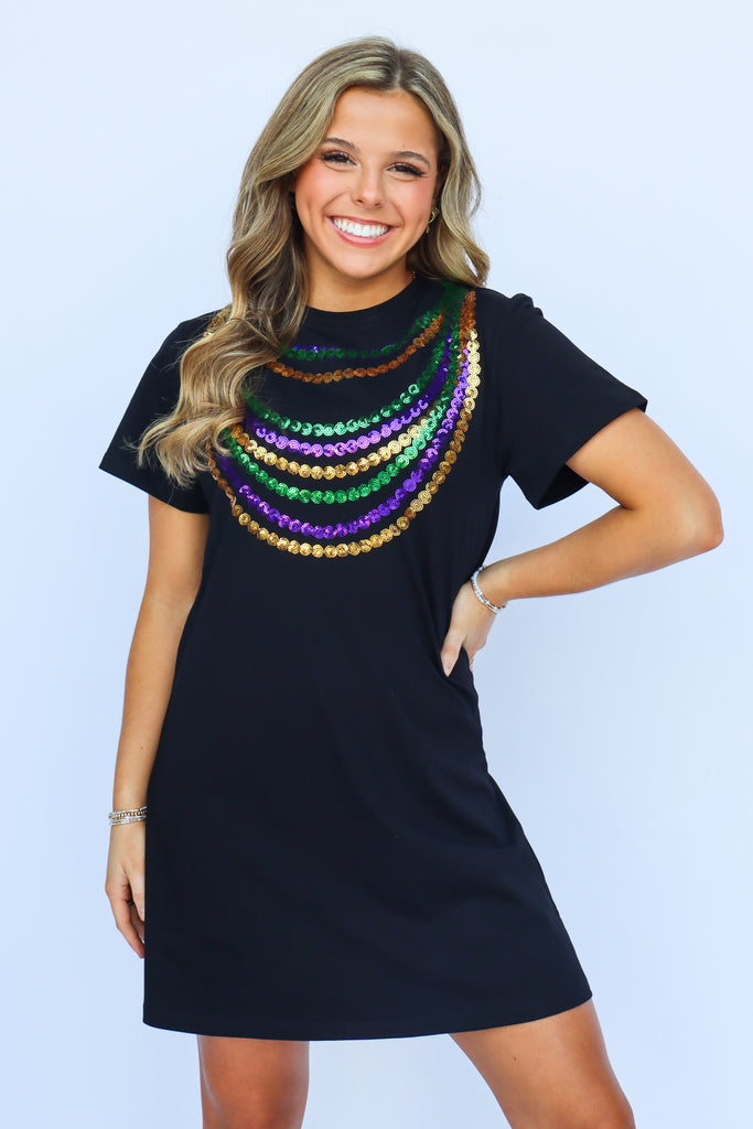 Beads Black Dress