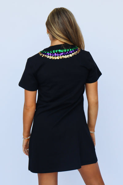 Beads Black Dress