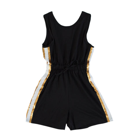 Black And Gold Striped Kid Romper