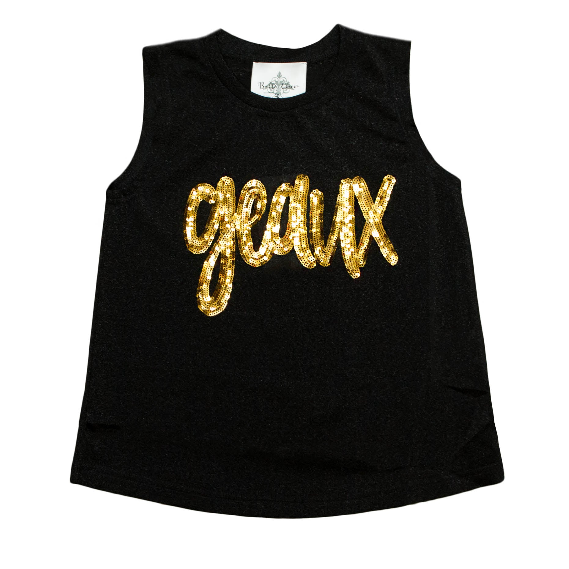 Geaux Black Glitter Kid Tank