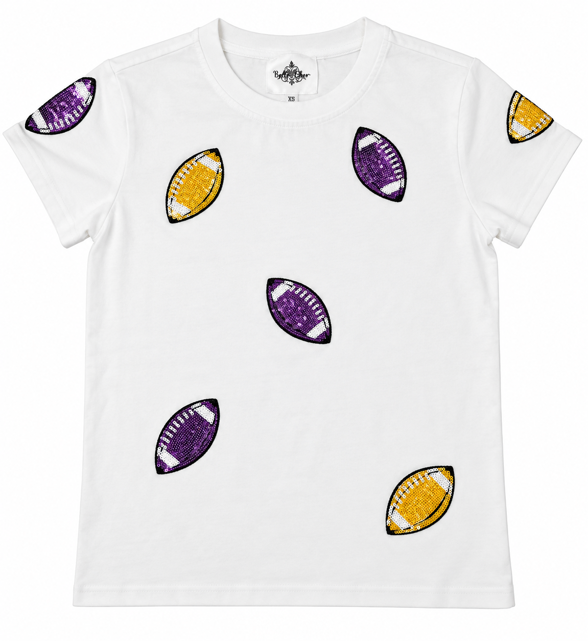 Women's Purple & Gold Sequin Football Tee
