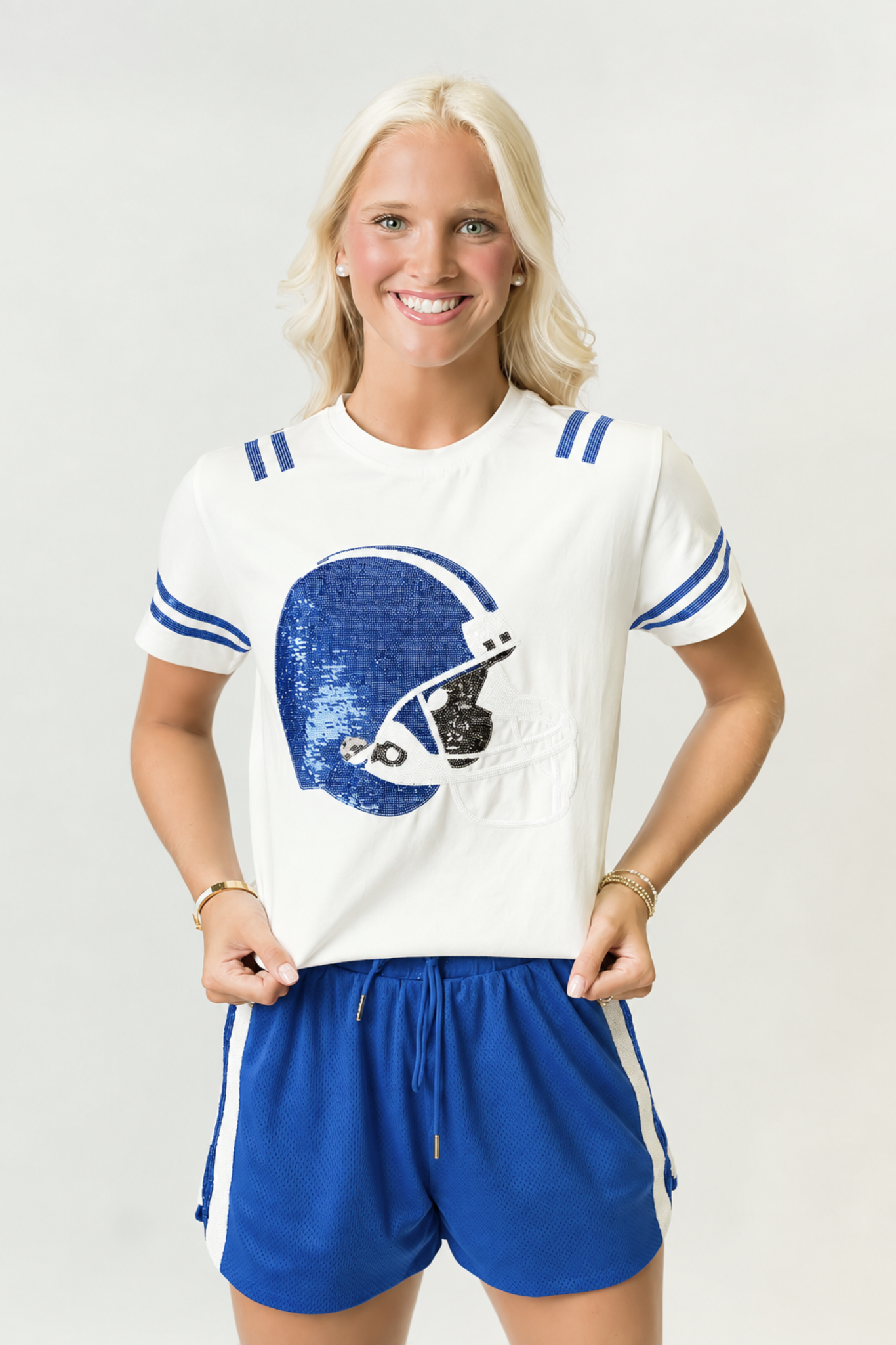 Women's Royal Blue & White Helmet Tee