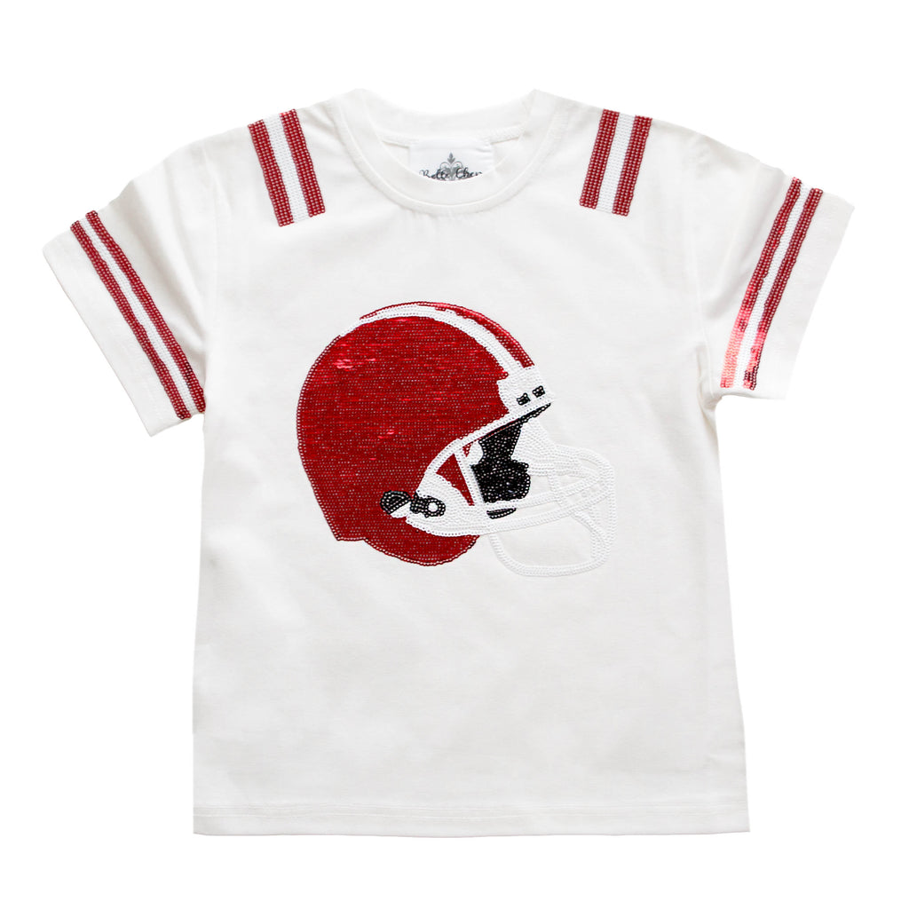 Red Sequin Helmet Adult Shirt