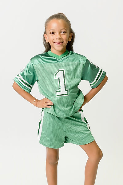 Green and White Sequin Jersey