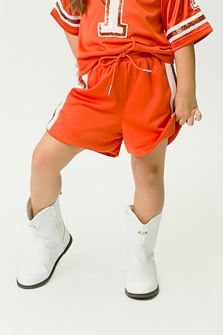 Burnt Orange and White Sequin Shorts
