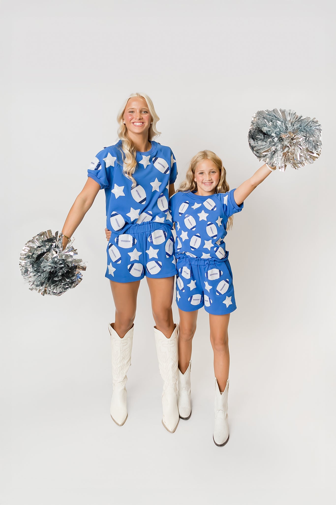 Women's Royal Blue Football Sequin Top