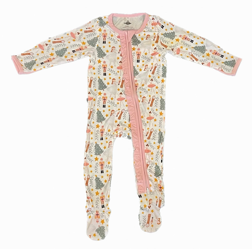 Nutcracker Girl Ruffle Bamboo Romper