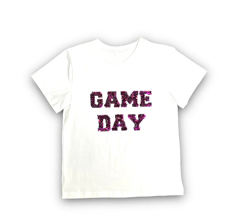 Purple and Gold Game Day Flip Sequin Adult Shirt