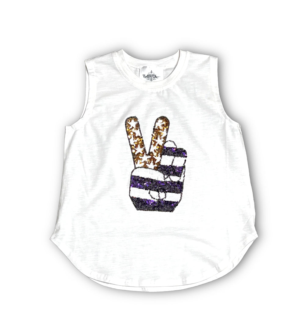 Peace Fingers Sequin Adult Tank