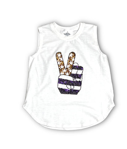 Peace Fingers Sequin Adult Tank