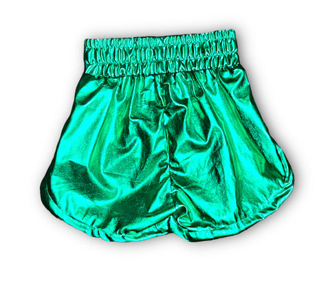 Green Metallic Kid Shorts
