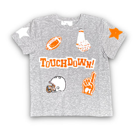 Orange and White Football Collage Sequin Shirt