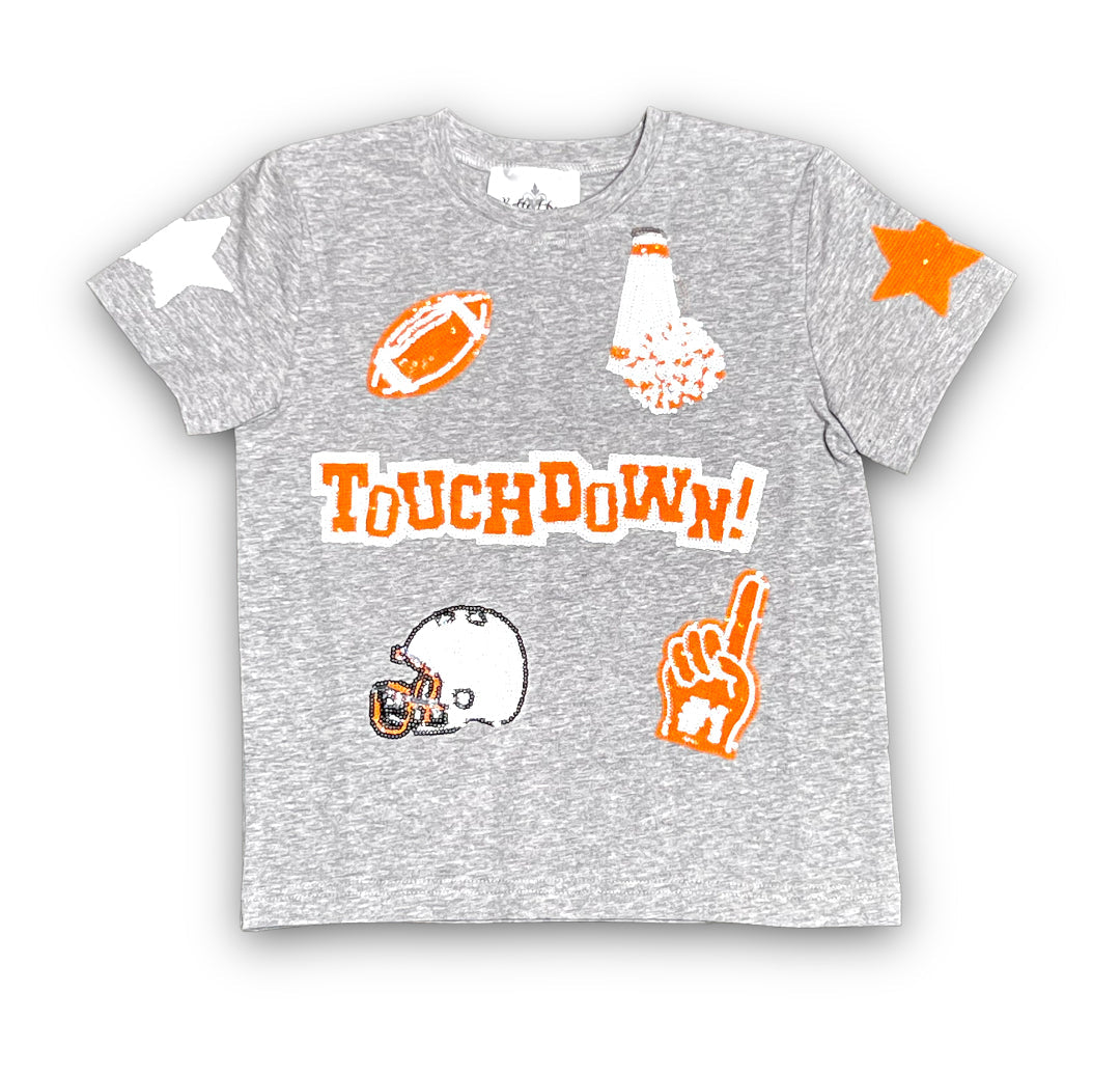 Orange and White Football Collage Kid's Sequin Shirt