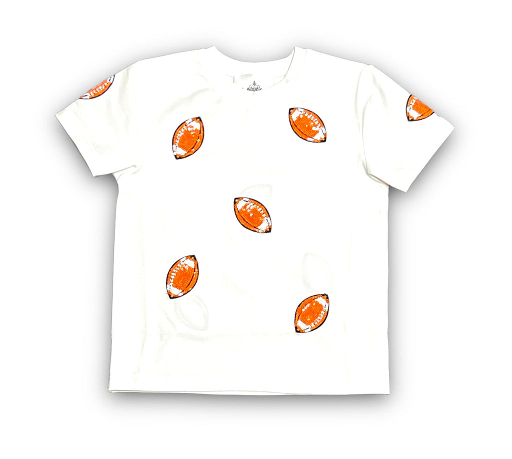 Orange Football Sequin Adult Shirt
