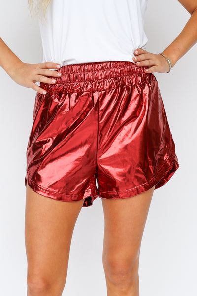 Maroon Metallic Shorts