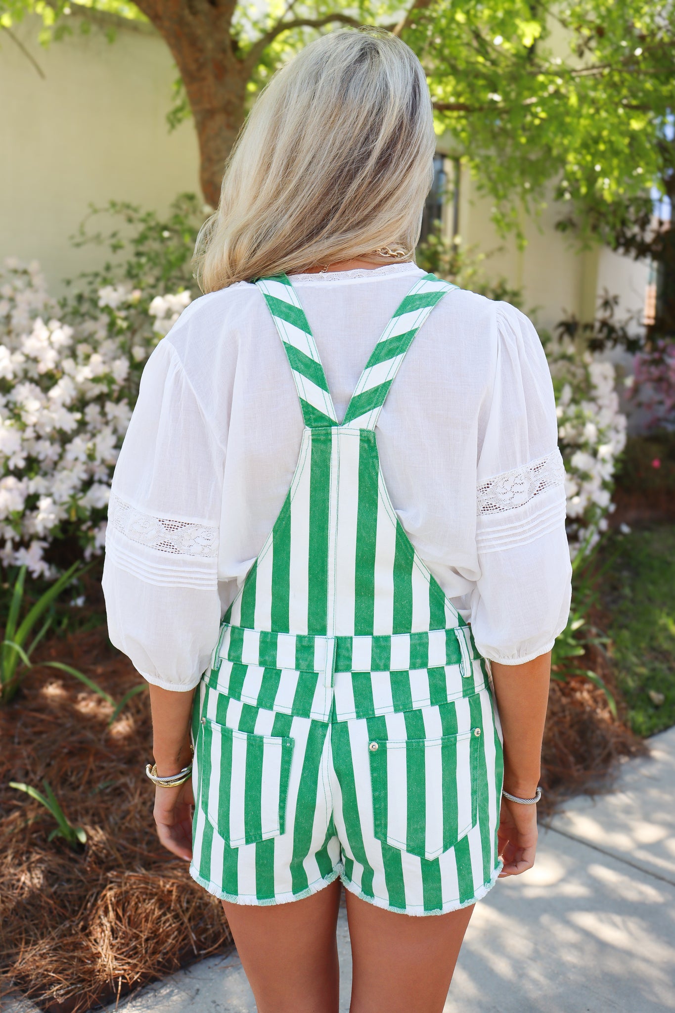 Green Striped Denim Overalls *PREORDER*