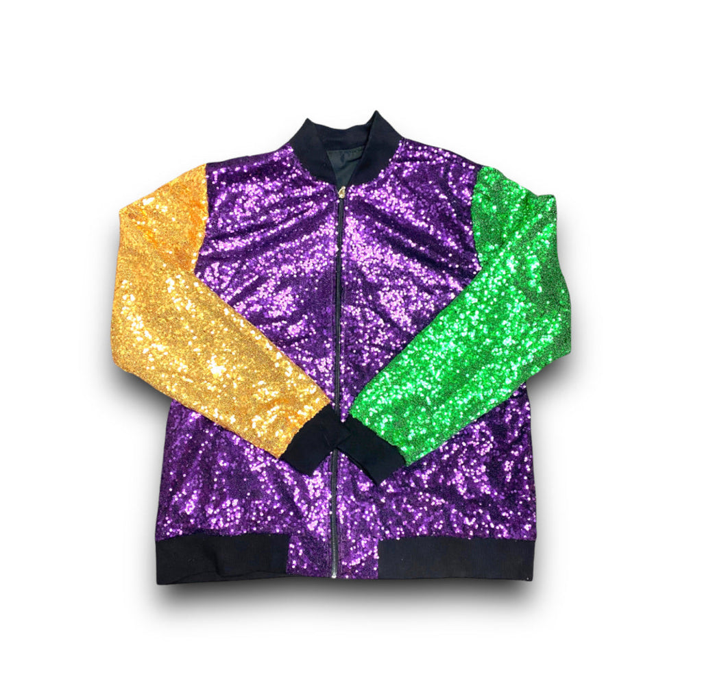 Mardi Gras Color Block Sequin Adult Jacket