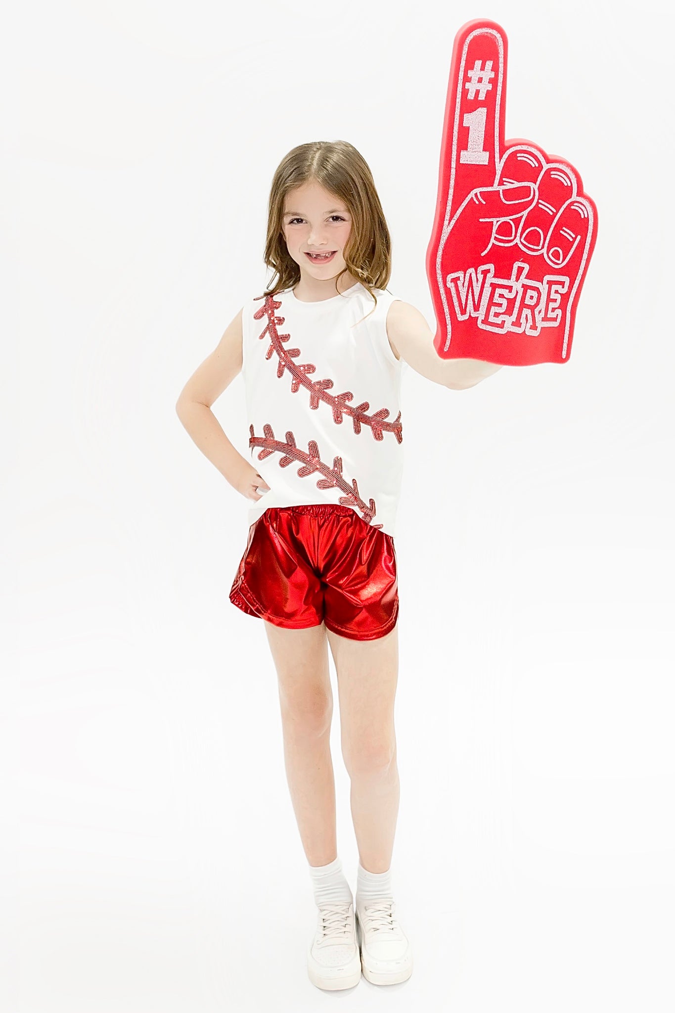 Kids' Metallic Shorts - Red