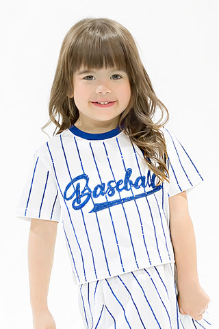 Baseball Royal Blue Striped Top
