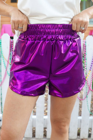 Purple Metallic Shorts