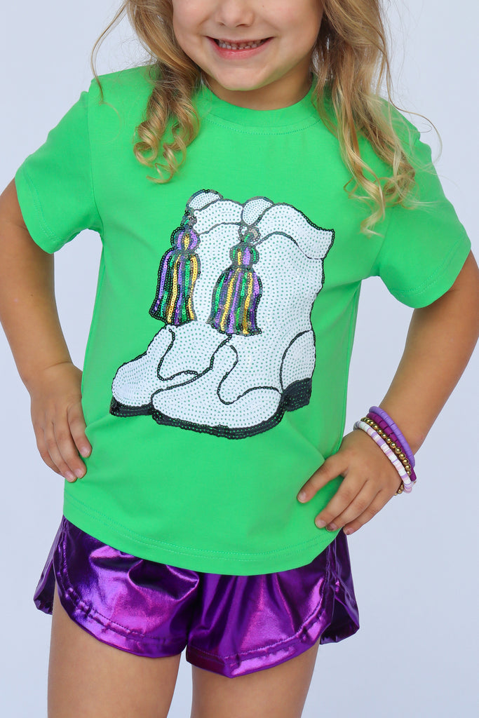 Green Sequin Boots Shirt