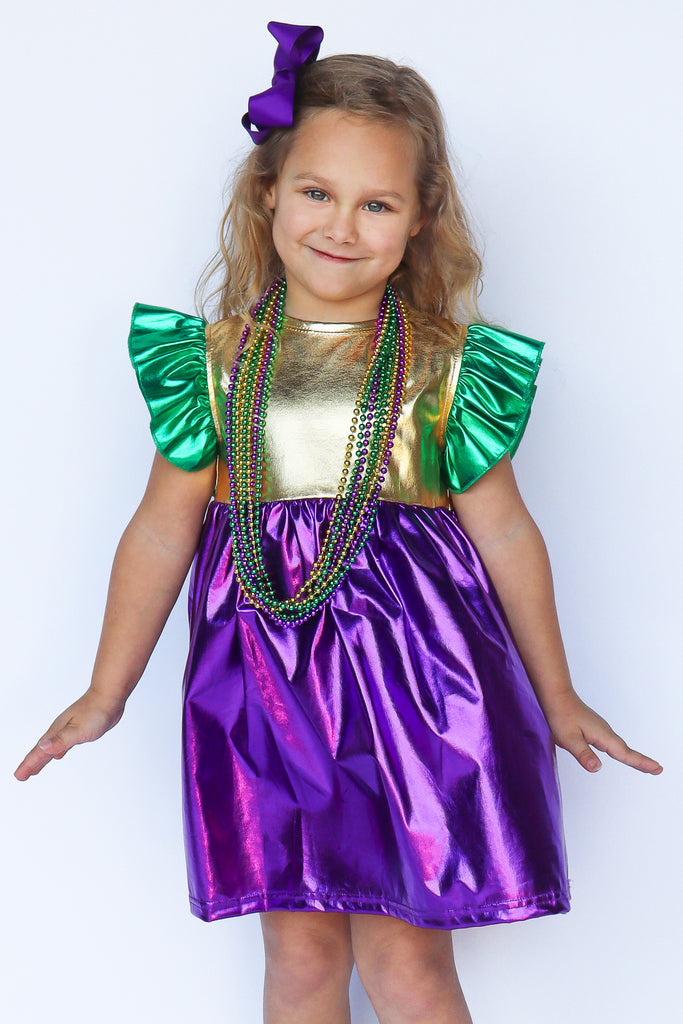 Metallic Color Block Dress